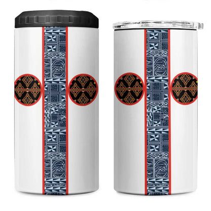 Cameroon Traditional Toghu Pattern 4 in 1 Can Cooler Tumbler African Tribal Ndop Geometric Design