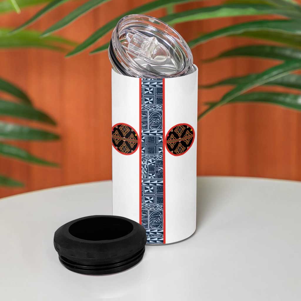 Cameroon Traditional Toghu Pattern 4 in 1 Can Cooler Tumbler African Tribal Ndop Geometric Design