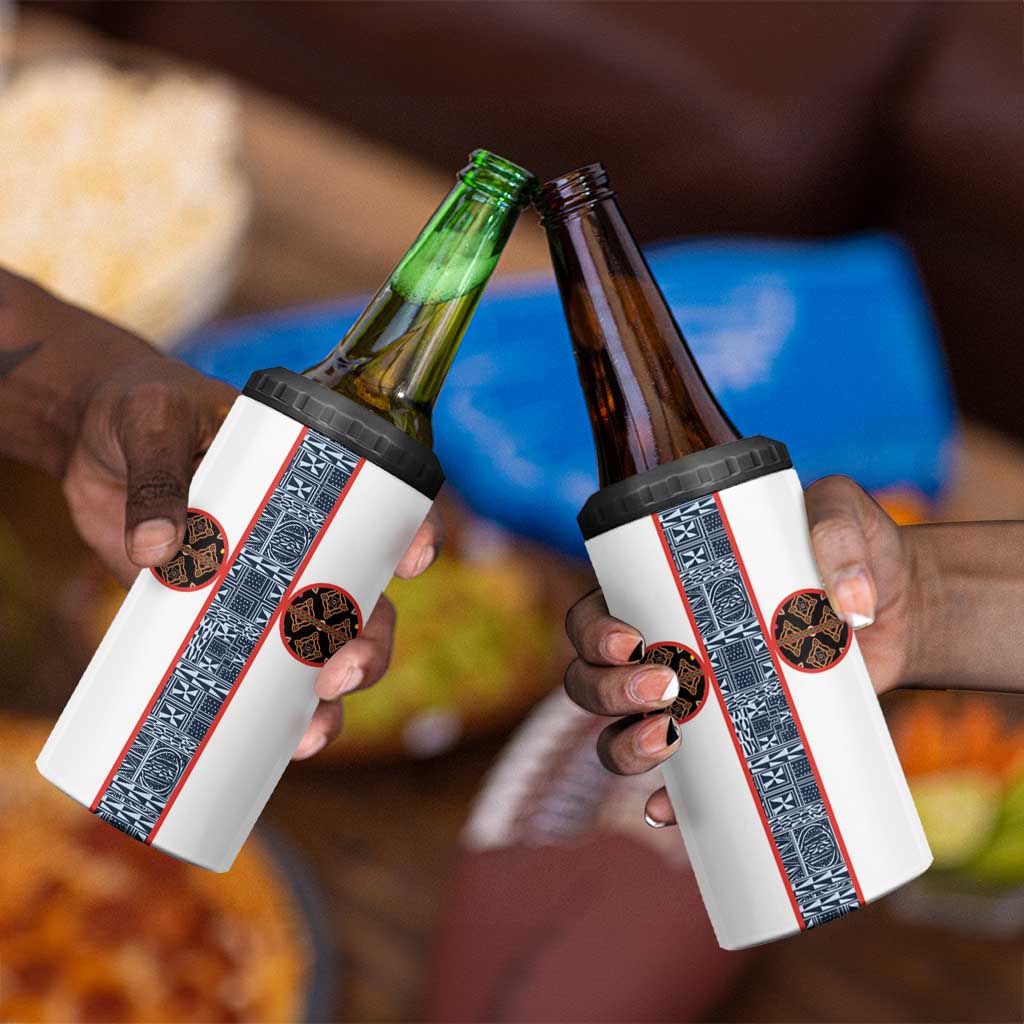 Cameroon Traditional Toghu Pattern 4 in 1 Can Cooler Tumbler African Tribal Ndop Geometric Design