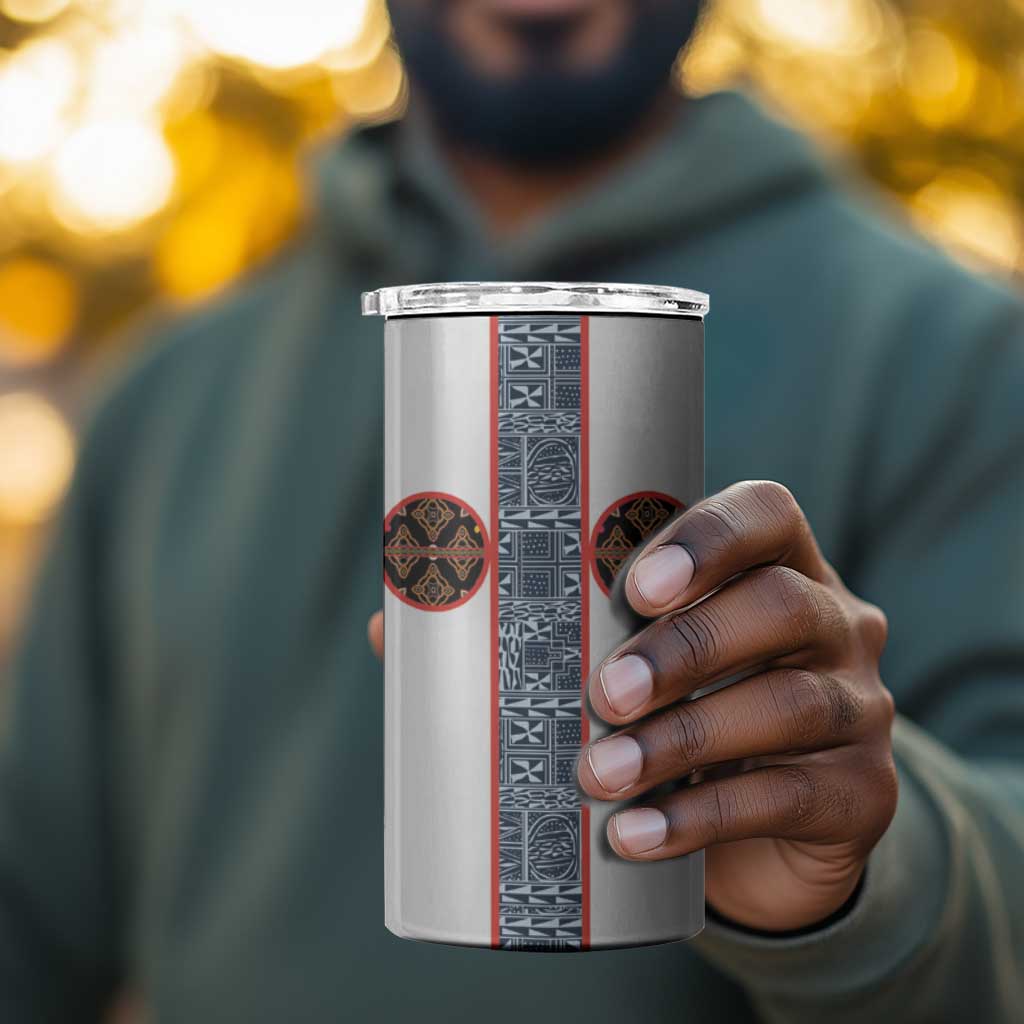 Cameroon Traditional Toghu Pattern 4 in 1 Can Cooler Tumbler African Tribal Ndop Geometric Design