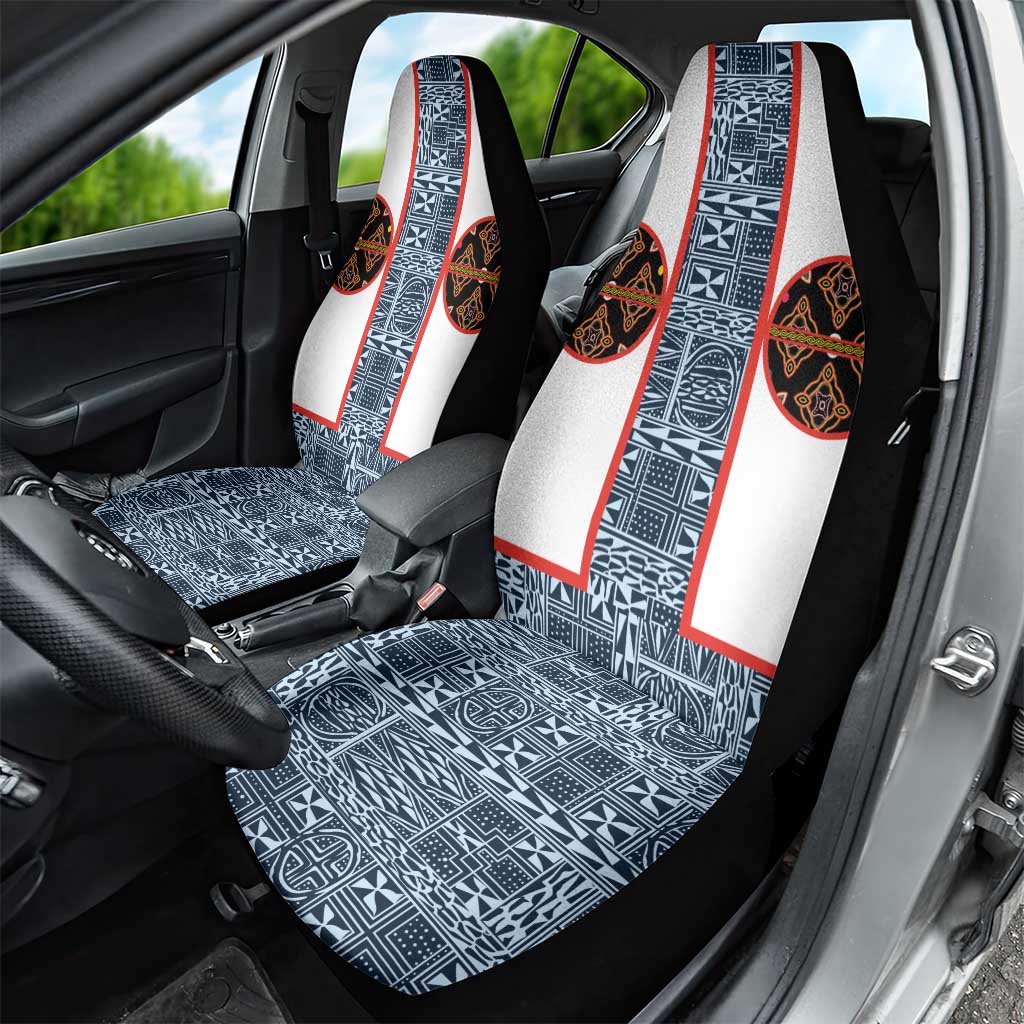 Cameroon Traditional Toghu Pattern Car Seat Cover African Tribal Ndop Geometric Design