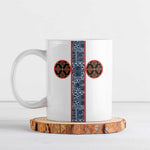 Cameroon Traditional Toghu Pattern Ceramic Mug African Tribal Ndop Geometric Design