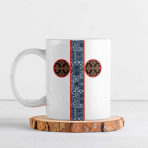 Cameroon Traditional Toghu Pattern Ceramic Mug African Tribal Ndop Geometric Design