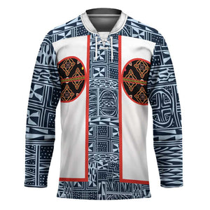 Cameroon Traditional Toghu Pattern Hockey Jersey African Tribal Ndop Geometric Design