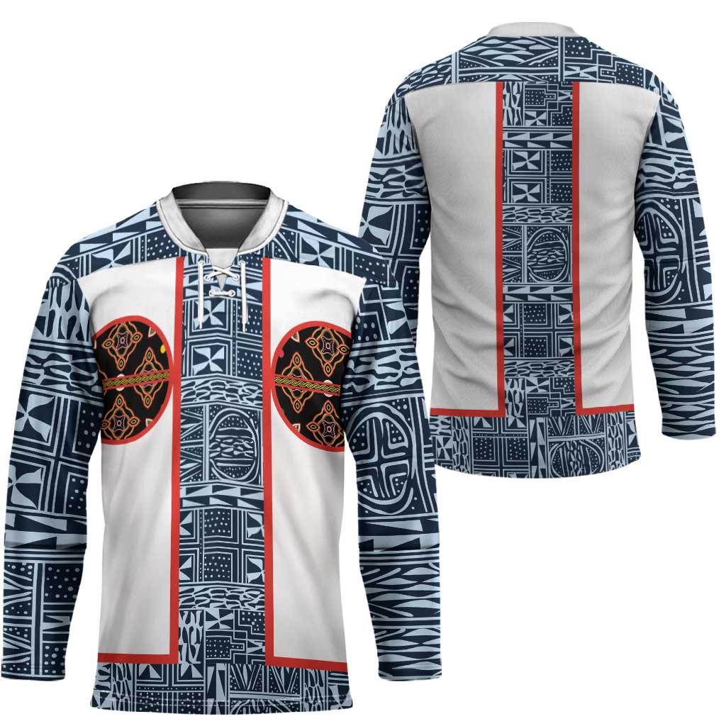 Cameroon Traditional Toghu Pattern Hockey Jersey African Tribal Ndop Geometric Design