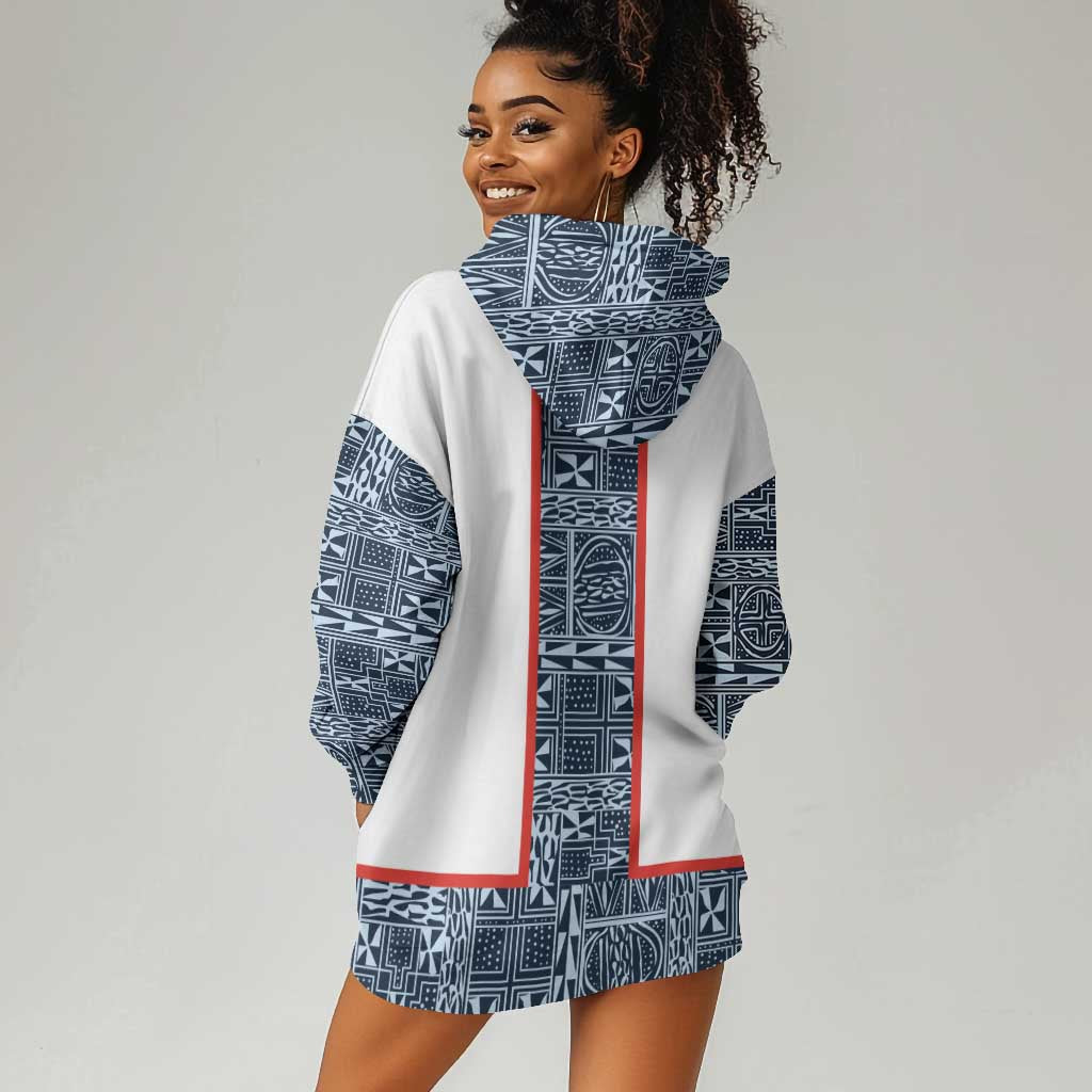 Cameroon Traditional Toghu Pattern Hoodie Dress African Tribal Ndop Geometric Design
