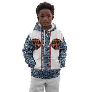 Cameroon Traditional Toghu Pattern Kid Hoodie African Tribal Ndop Geometric Design