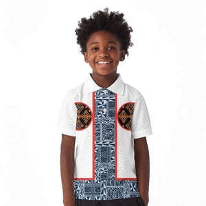 Cameroon Traditional Toghu Pattern Kid Polo Shirt African Tribal Ndop Geometric Design