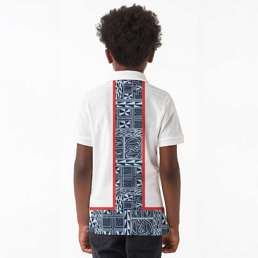 Cameroon Traditional Toghu Pattern Kid Polo Shirt African Tribal Ndop Geometric Design