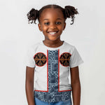Cameroon Traditional Toghu Pattern Kid T shirt African Tribal Ndop Geometric Design