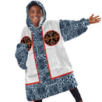 Cameroon Traditional Toghu Pattern Kid Wearable Blanket Hoodie African Tribal Ndop Geometric Design