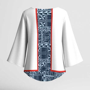 Cameroon Traditional Toghu Pattern Kimono Sleeve Blouse African Tribal Ndop Geometric Design