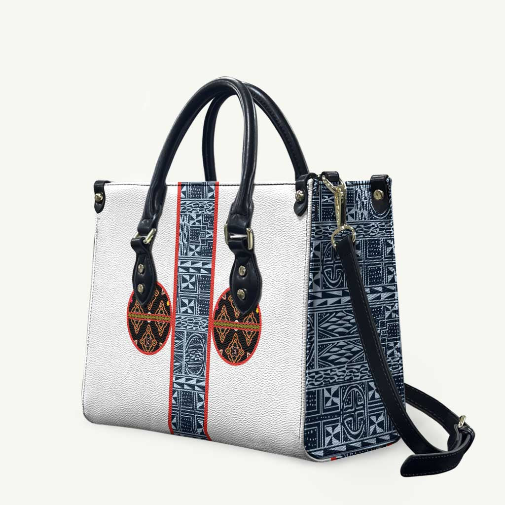 Cameroon Traditional Toghu Pattern Leather Bag African Tribal Ndop Geometric Design