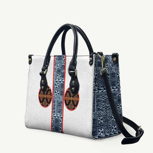 Cameroon Traditional Toghu Pattern Leather Bag African Tribal Ndop Geometric Design