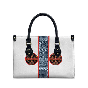 Cameroon Traditional Toghu Pattern Leather Bag African Tribal Ndop Geometric Design