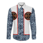 Cameroon Traditional Toghu Pattern Long Sleeve Button Shirt African Tribal Ndop Geometric Design