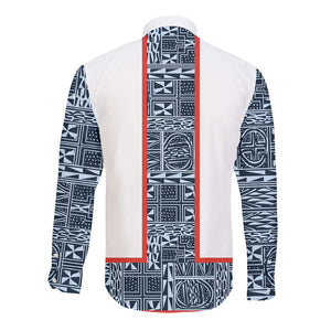 Cameroon Traditional Toghu Pattern Long Sleeve Button Shirt African Tribal Ndop Geometric Design