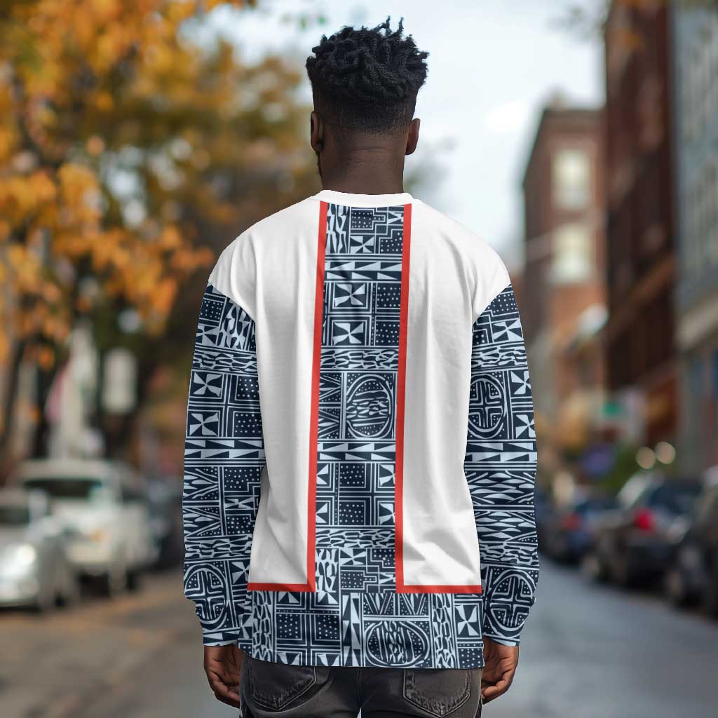Cameroon Traditional Toghu Pattern Long Sleeve Shirt African Tribal Ndop Geometric Design