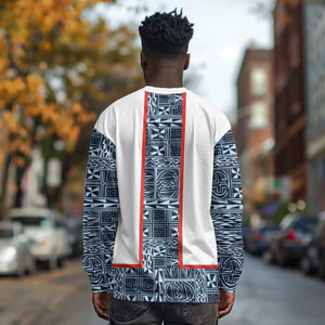 Cameroon Traditional Toghu Pattern Long Sleeve Shirt African Tribal Ndop Geometric Design