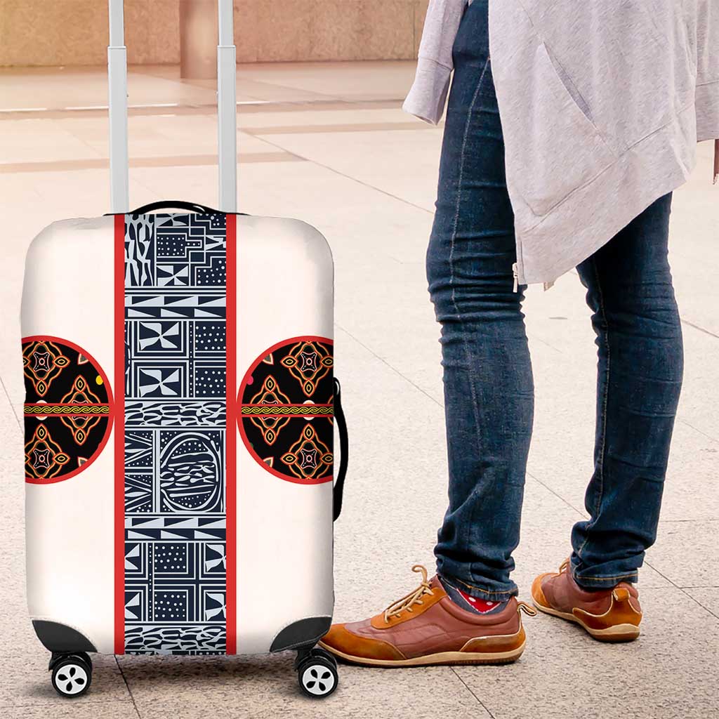 Cameroon Traditional Toghu Pattern Luggage Cover African Tribal Ndop Geometric Design