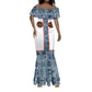 Cameroon Traditional Toghu Pattern Mermaid Dress African Tribal Ndop Geometric Design