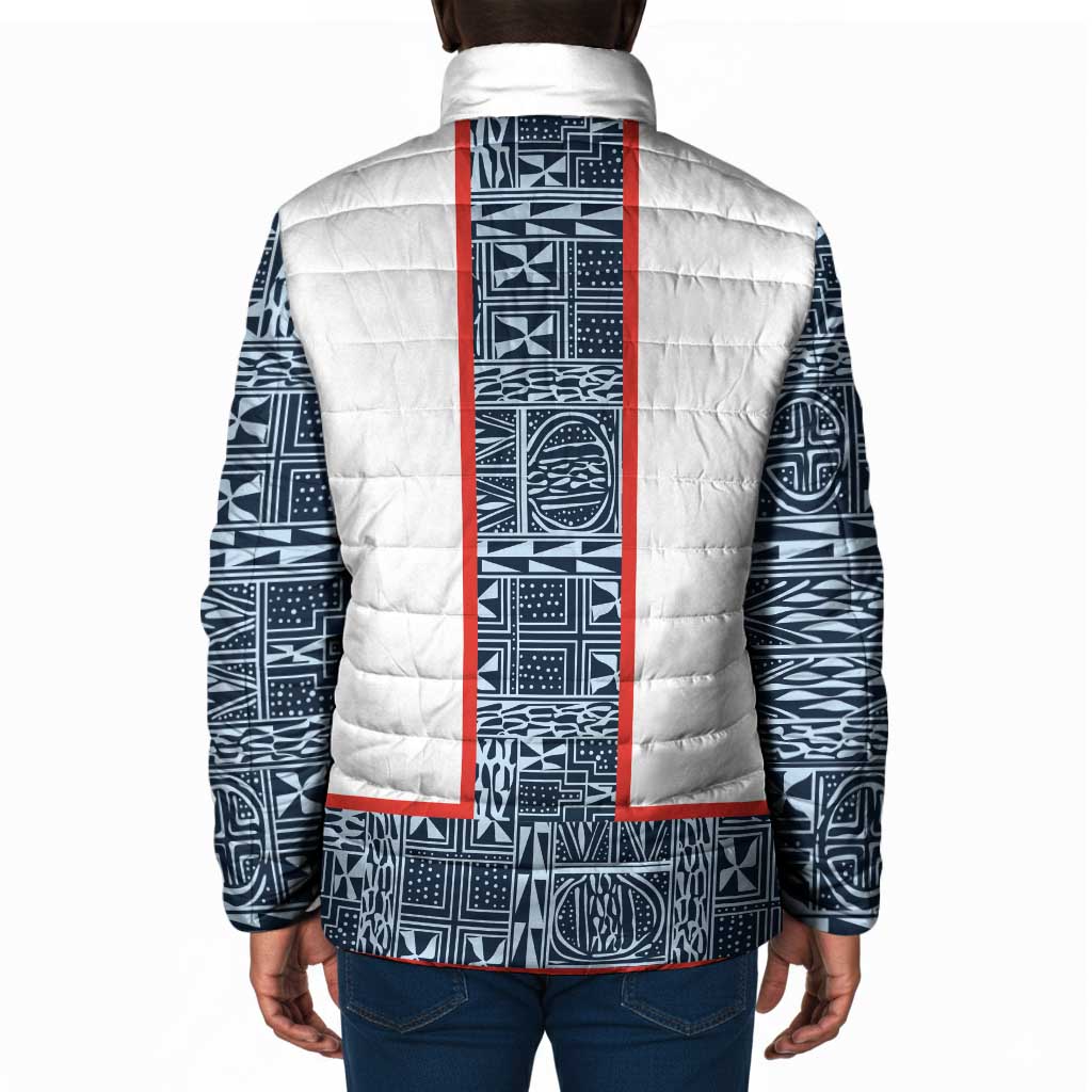 Cameroon Traditional Toghu Pattern Padded Jacket African Tribal Ndop Geometric Design