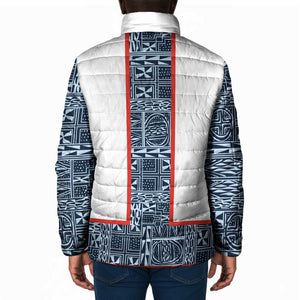 Cameroon Traditional Toghu Pattern Padded Jacket African Tribal Ndop Geometric Design