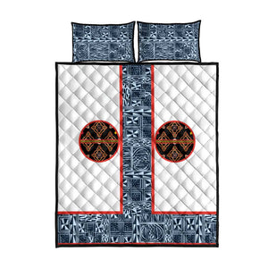 Cameroon Traditional Toghu Pattern Quilt Bed Set African Tribal Ndop Geometric Design