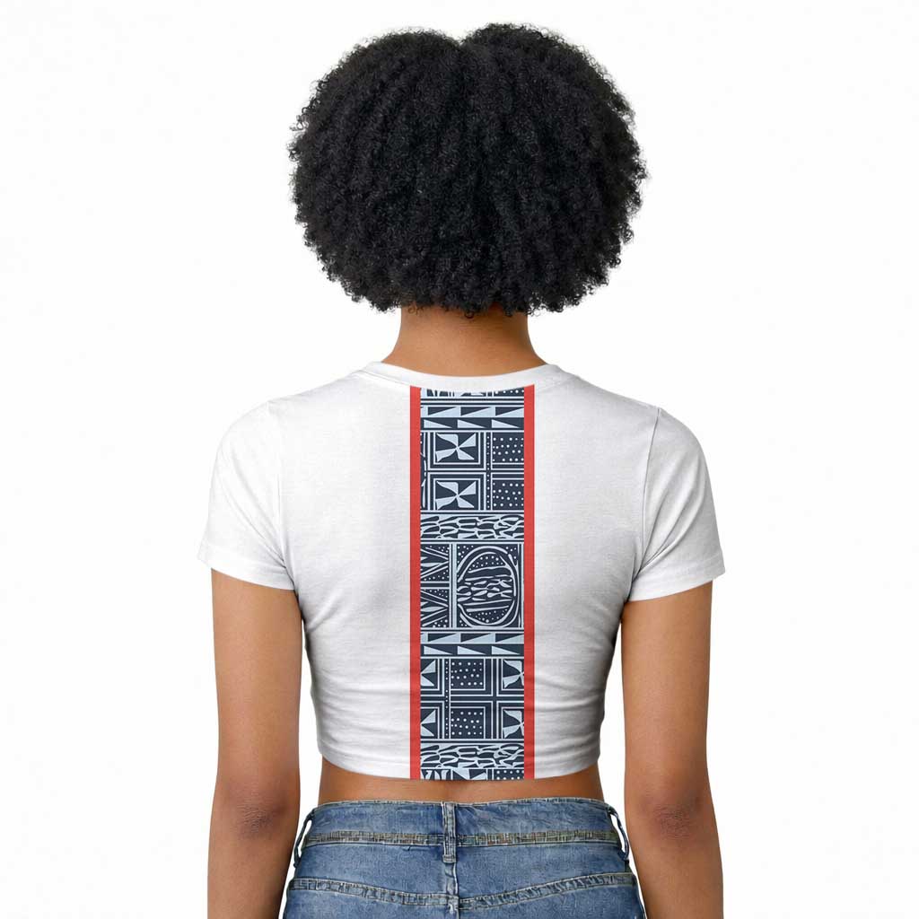 Cameroon Traditional Toghu Pattern Raglan Cropped T shirt African Tribal Ndop Geometric Design