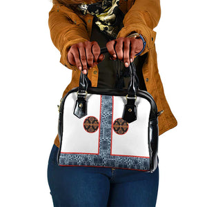 Cameroon Traditional Toghu Pattern Shoulder Handbag African Tribal Ndop Geometric Design