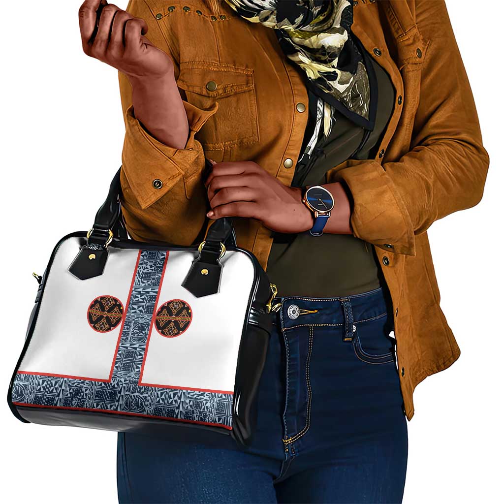Cameroon Traditional Toghu Pattern Shoulder Handbag African Tribal Ndop Geometric Design