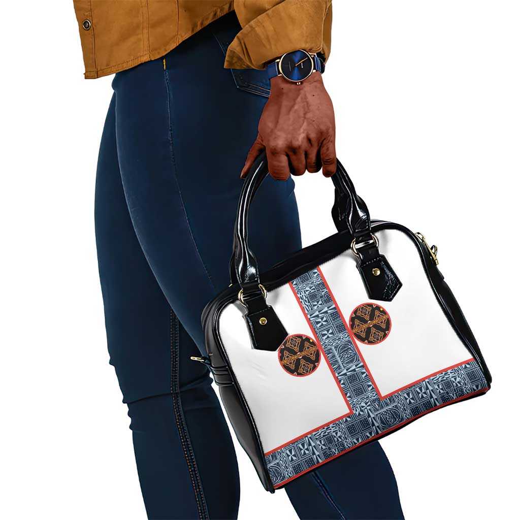 Cameroon Traditional Toghu Pattern Shoulder Handbag African Tribal Ndop Geometric Design
