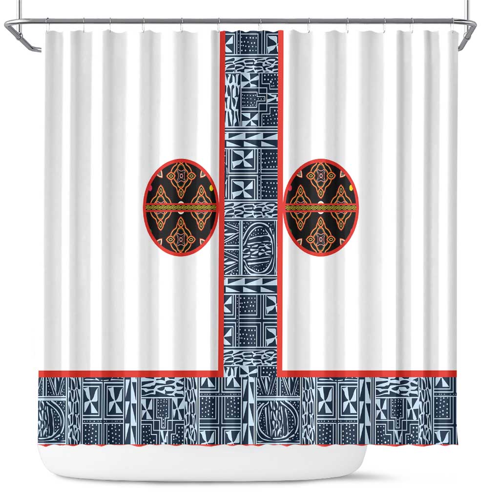 Cameroon Traditional Toghu Pattern Shower Curtain African Tribal Ndop Geometric Design