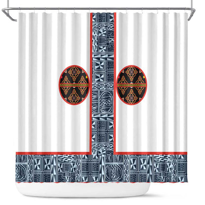 Cameroon Traditional Toghu Pattern Shower Curtain African Tribal Ndop Geometric Design