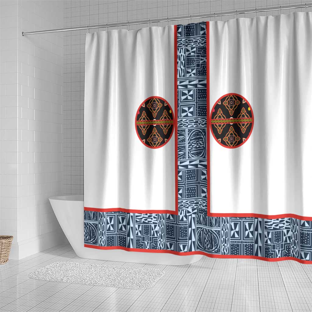 Cameroon Traditional Toghu Pattern Shower Curtain African Tribal Ndop Geometric Design