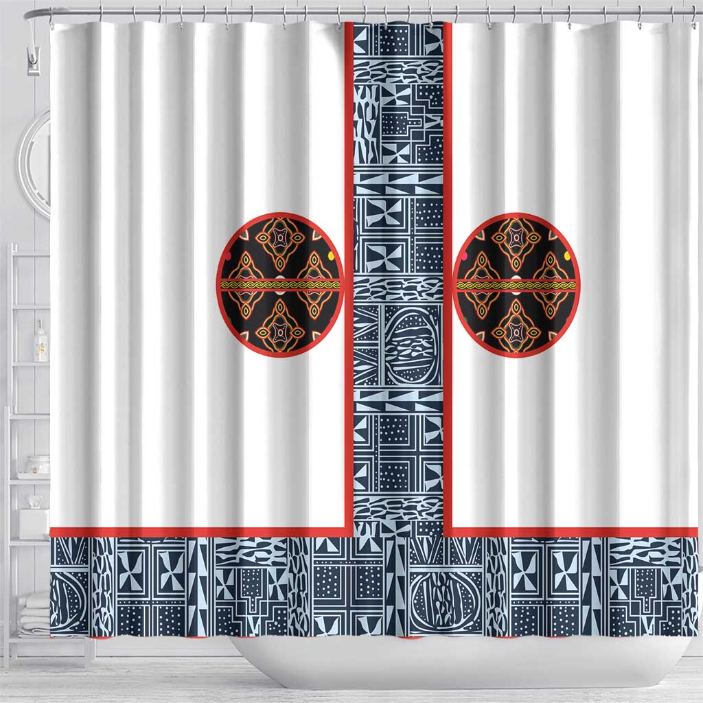 Cameroon Traditional Toghu Pattern Shower Curtain African Tribal Ndop Geometric Design