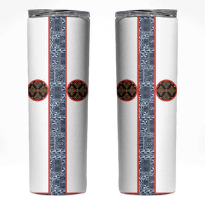 Cameroon Traditional Toghu Pattern Skinny Tumbler African Tribal Ndop Geometric Design