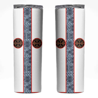 Cameroon Traditional Toghu Pattern Skinny Tumbler African Tribal Ndop Geometric Design