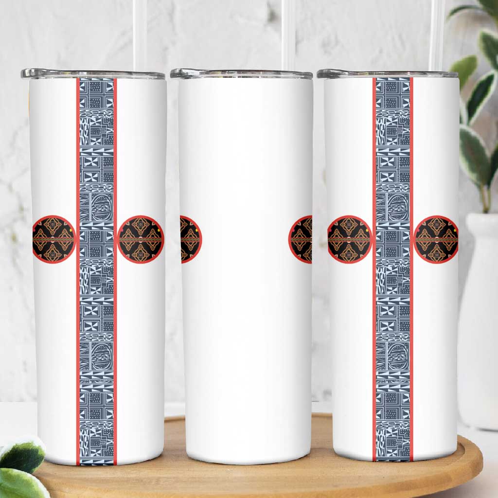 Cameroon Traditional Toghu Pattern Skinny Tumbler African Tribal Ndop Geometric Design