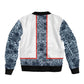 Cameroon Traditional Toghu Pattern Sleeve Zip Bomber Jacket African Tribal Ndop Geometric Design