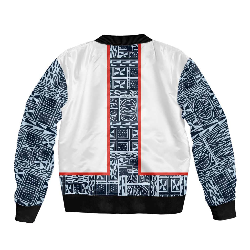 Cameroon Traditional Toghu Pattern Sleeve Zip Bomber Jacket African Tribal Ndop Geometric Design