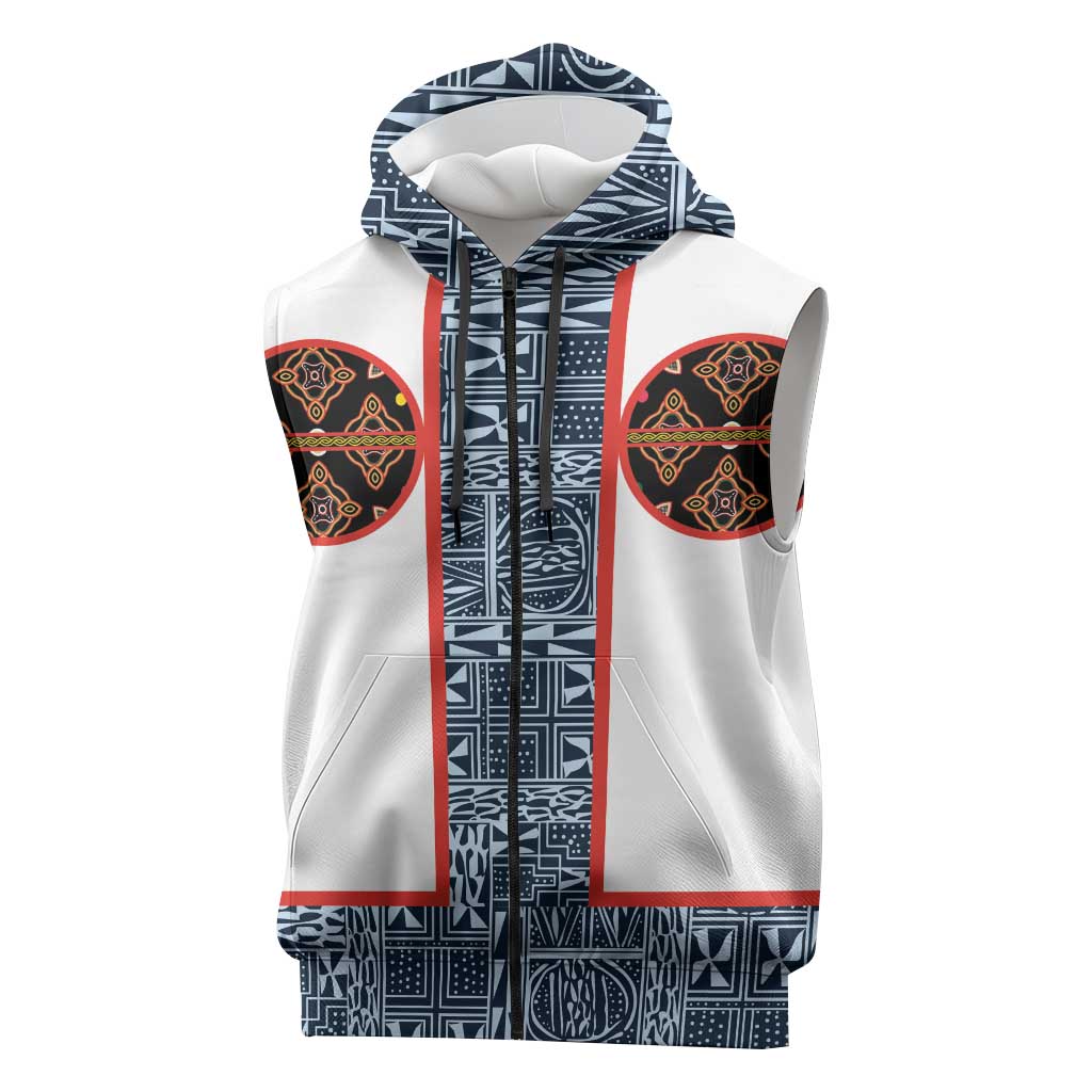 Cameroon Traditional Toghu Pattern Sleeveless Zip Hoodie African Tribal ...