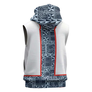 Cameroon Traditional Toghu Pattern Sleeveless Zip Hoodie African Tribal Ndop Geometric Design