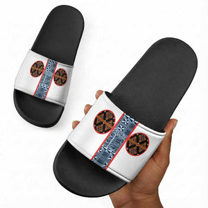 Cameroon Traditional Toghu Pattern Slide Sandals African Tribal Ndop Geometric Design