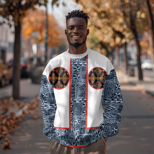 Cameroon Traditional Toghu Pattern Sweatshirt African Tribal Ndop Geometric Design