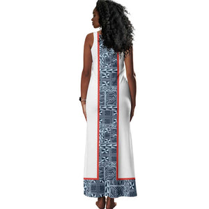 Cameroon Traditional Toghu Pattern Tank Maxi Dress African Tribal Ndop Geometric Design