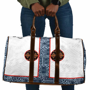 Cameroon Traditional Toghu Pattern Travel Bag African Tribal Ndop Geometric Design