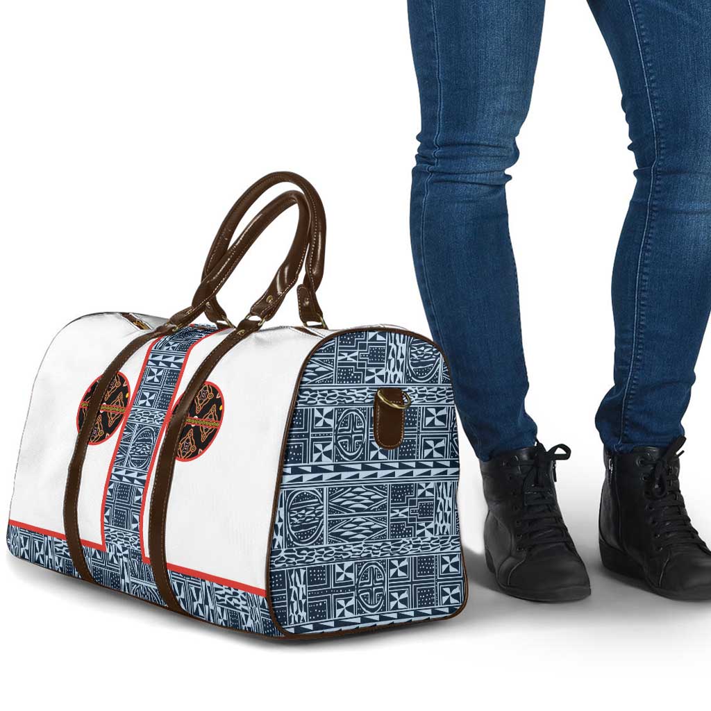 Cameroon Traditional Toghu Pattern Travel Bag African Tribal Ndop Geometric Design