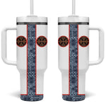 Cameroon Traditional Toghu Pattern Tumbler With Handle African Tribal Ndop Geometric Design