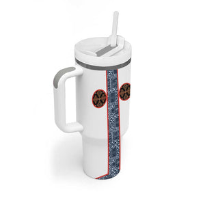 Cameroon Traditional Toghu Pattern Tumbler With Handle African Tribal Ndop Geometric Design